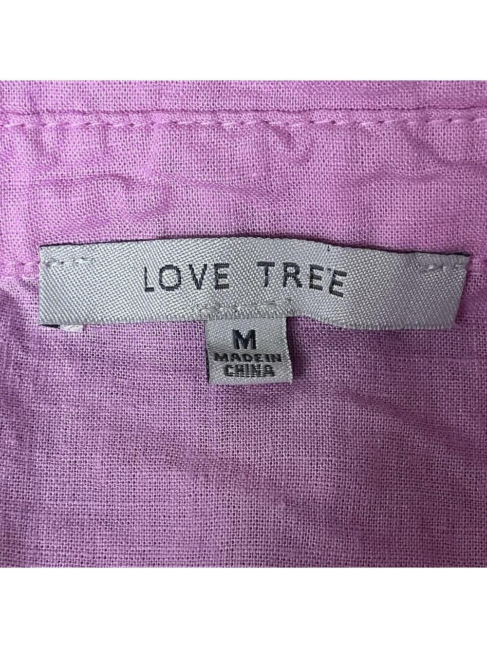 Love Tree Pink Linen Tunic Blouse Medium Button Up Lightweight Boho Coastal Top - Picture 8 of 10